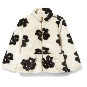 Janie and Jack white faux fur floral coat size 7-8
